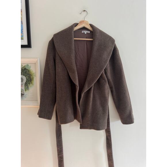 REFORMATION Regent Wrap Coat In Hedgerow Brown Size Small - Picture 8 of 8